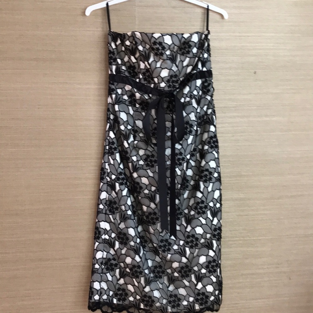 Strapless black and cream dress